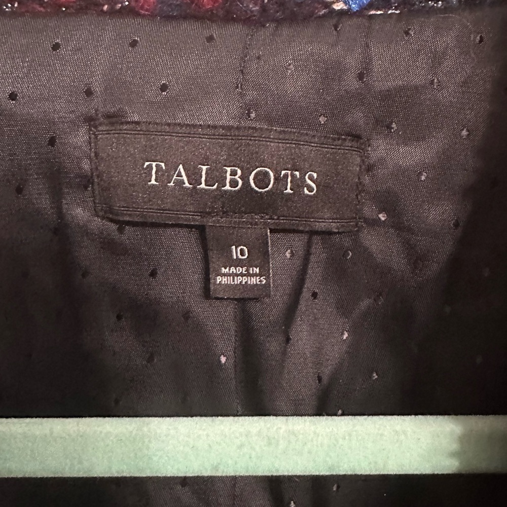 Talbots tweed red blue blazer with metallic detail gold buttons sz 10 gorgeous! - Picture 6 of 12